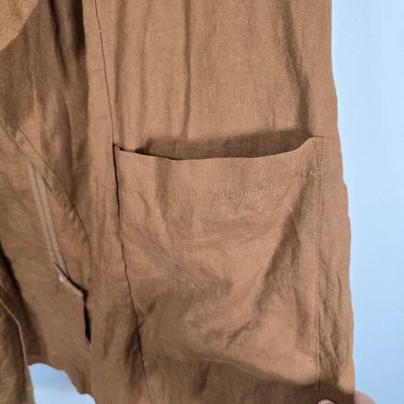 Garnet Hill Modern Linen Topper Jacket Women's XL Tobacco Linen Coastal Boho - Picture 10 of 12